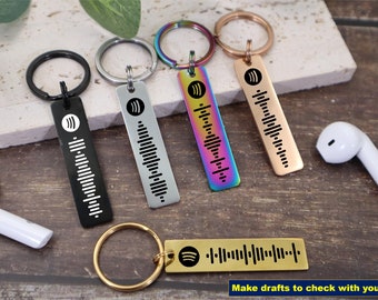 Personalized Gifts for Friends/Lovers Spotify Keychain Custom Music Keychains,Scannable Spotify Code Song, Engraved Keychain Gifts