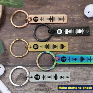 Portachiavi Spotify Portachiavi musicali personalizzati Portachiavi con codice Spotify scansionabile con incisione personalizzata Regali per uomini/donne immagine 1