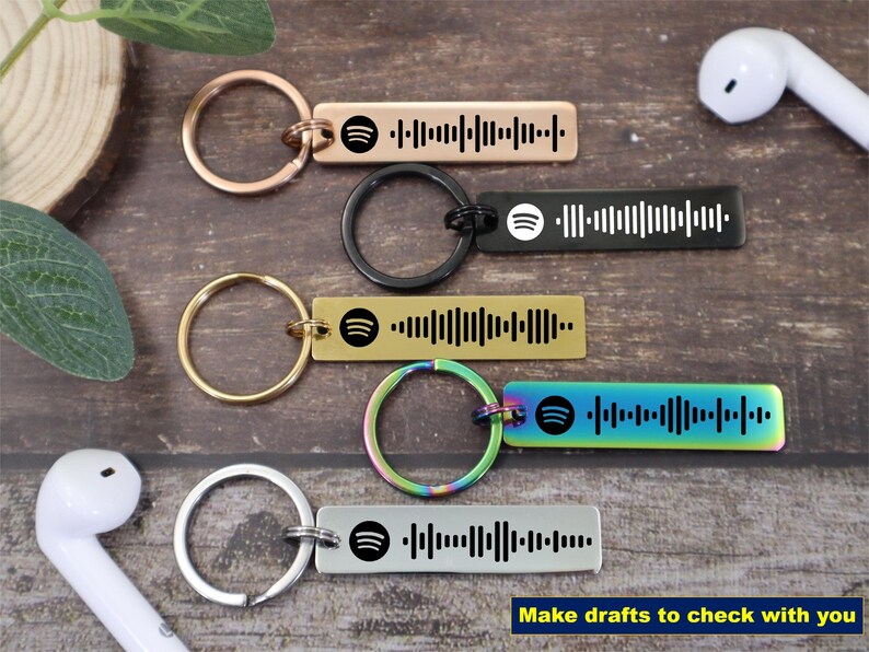 Spotify Keychain Personalized Music Keychains Custom Engraved Scannable Spotify Code Song Keychain Gifts for Men/Women image 1