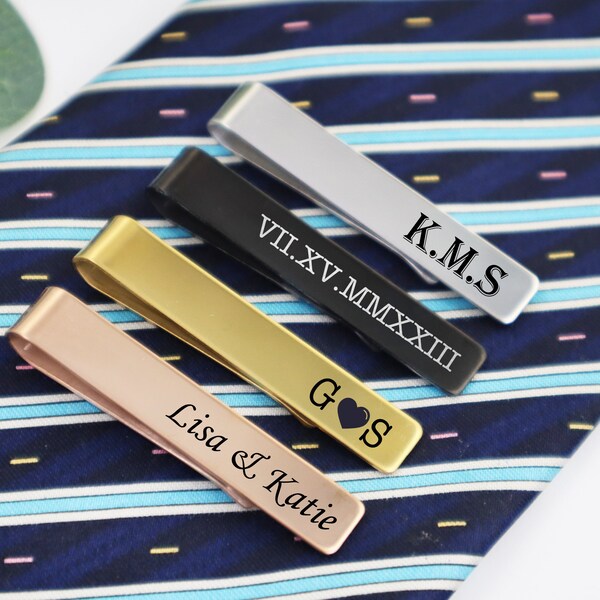 Personalized Tie Clips,Tie Clip Gift for Men,Custom Groomsmen Tie Clips,Personalized Wedding Gift for Men,Vintage Tie Clip