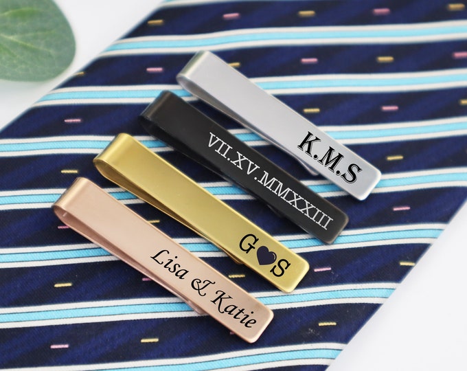 Personalized Tie Clips,Tie Clip Gift for Men,Custom Groomsmen Tie Clips,Personalized Wedding Gift for Men,Vintage Tie Clip