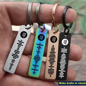 Spotify Keychain Personalized Music Keychains Custom Engraved Scannable Spotify Code Song Keychain Gifts for Men/Women image 2