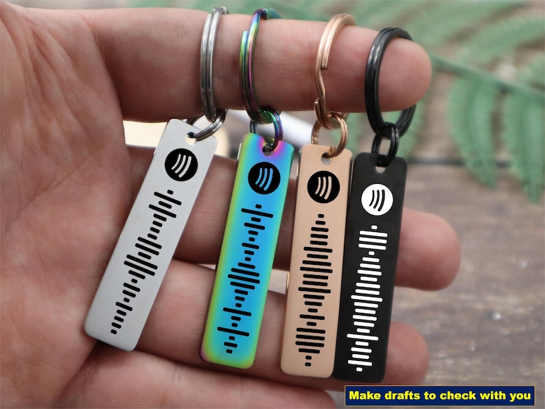 Spotify Keychain Personalized Music Keychains Custom Engraved Scannable Spotify Code Song Keychain Gifts for Men/Women image 2