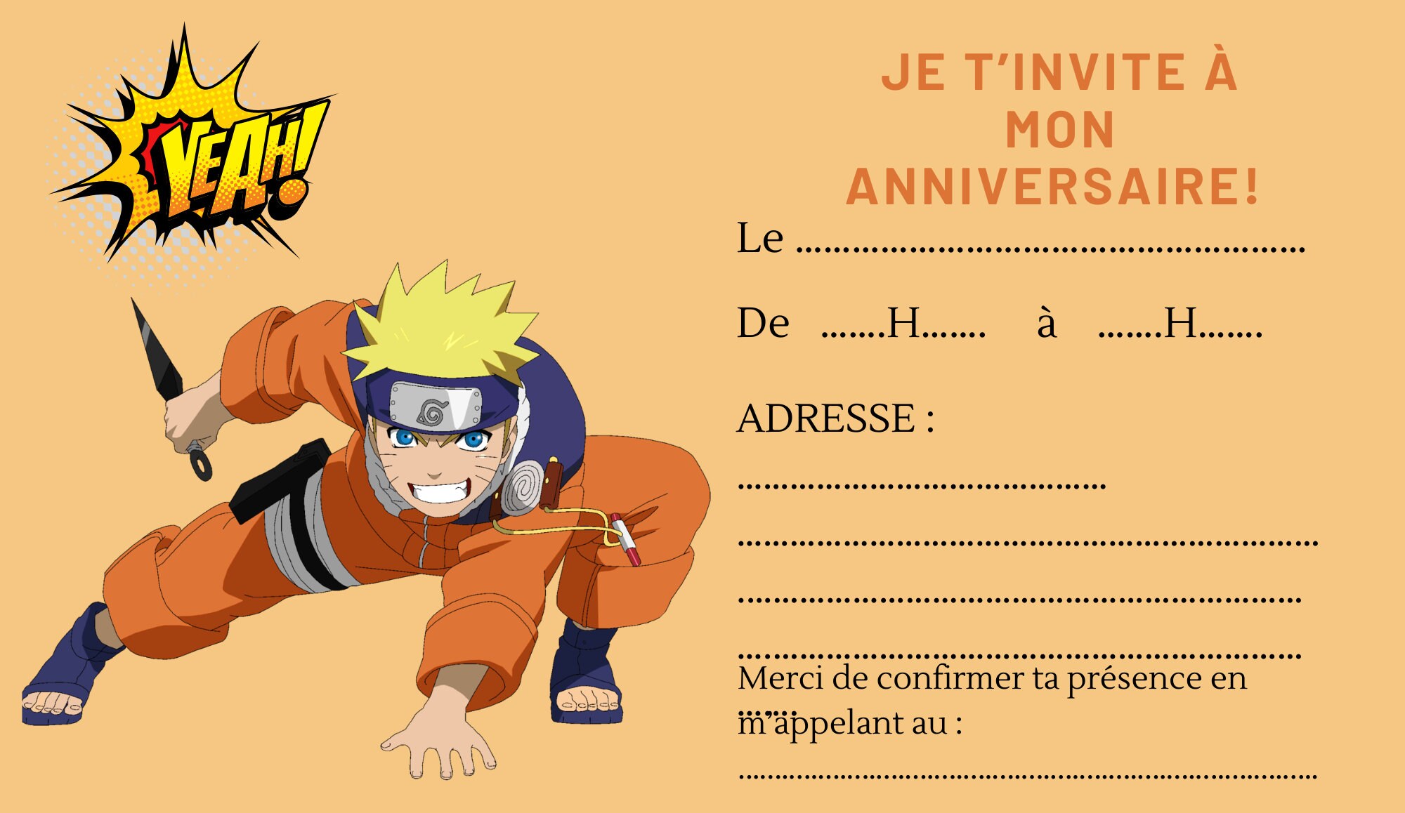 Carte Anniversaire Naruto Gratuite Imprimer Invitation Card Birthday Invitation Birthday Card - Etsy