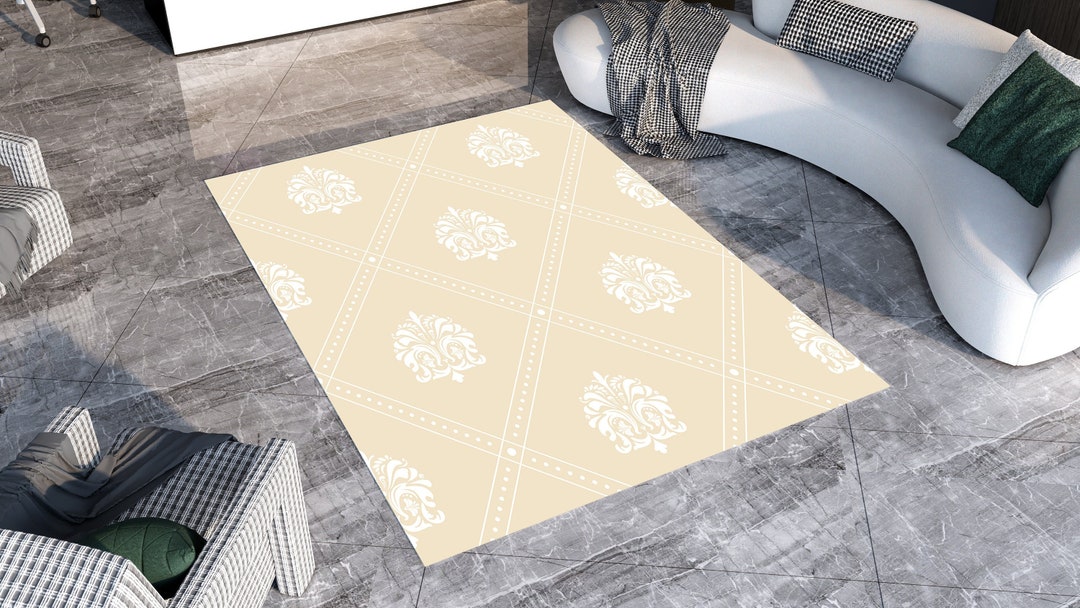 Demask Rug Rococo Art Nouveau Rug, Art Nouveau Decor, Rococo Decor Rug, Beige Rug, Muted ...