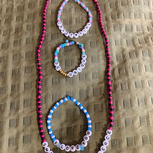 Personalized beaded necklaces and bracelets, make sayings,  names,  whatever you want it to say