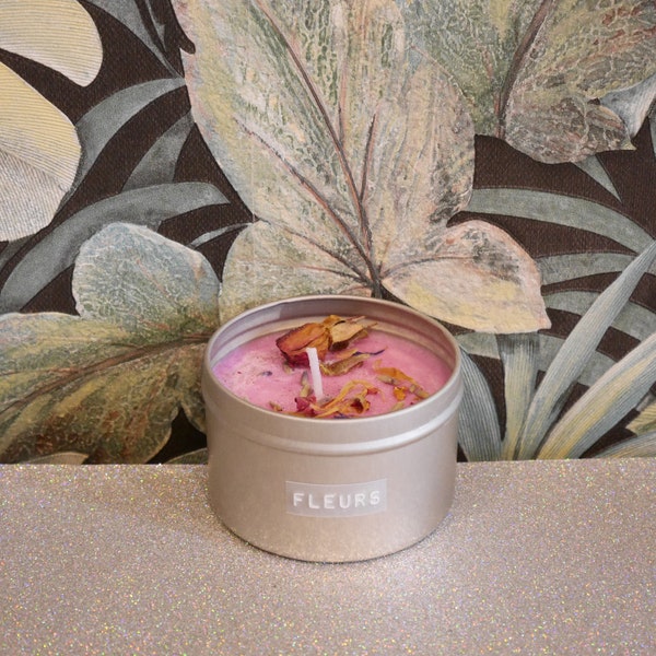 Bougie végétale parfumée Fleurs cire de soja fait main petit pot