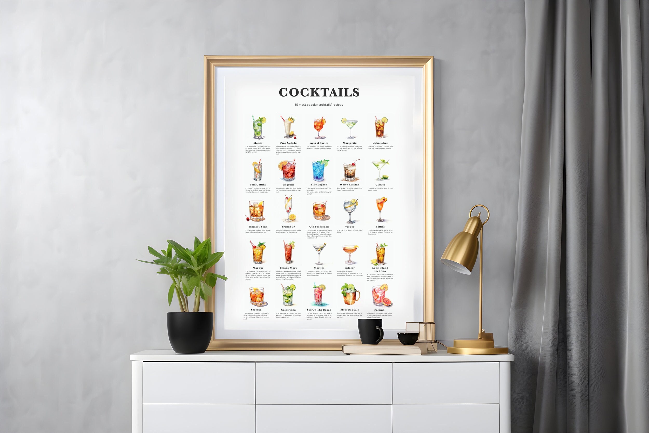 25 Popular Cocktails Cocktails Recipe Print Cocktail Print Etsy Australia