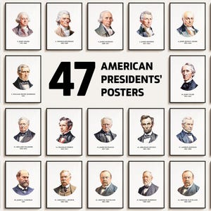 All U.S. Presidents — Individual Posters Bundle. Vertical. Historical educational patriotic classroom poster. Downloadable Printable Files.