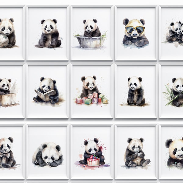 27 Babypanda. Kinderzimmer Dekor. Wandbild für Kinder, Kinderzimmer, Babys Geschenk, Mädchen / Jungen, Kunst Geschenk. Niedliches Kinderzimmer Poster, Tierposter.Digital