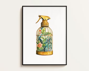 Impression d'art de monsieur de plante d'intérieur : illustration d'aquarelle de terrarium (téléchargement numérique)