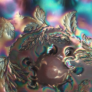 Dugan cherry&#39;s ball footed carnival glass