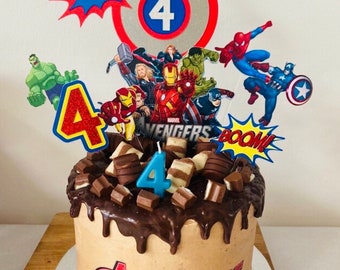 Ensemble de décorations pour gâteau Avengers Super Heroes personnalisées avec expédition le jour suivant