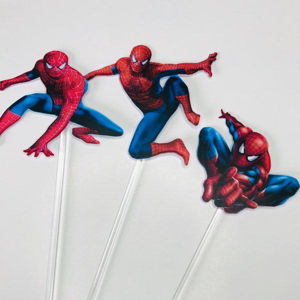 Spiderman Cupcake Toppers Etsy
