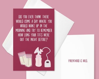 New Mom Card, Funny Breastfeeding Card, Funny Mom Card, Funny Parenthood Card, Funny Postpartum Card, Motherhood Card