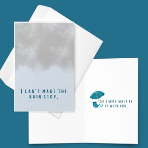 Camina bajo la lluvia contigo, Tarjeta para tiempos difíciles, Tarjeta de aliento, Tarjeta de apoyo, Tarjeta para un amigo, Tarjeta de cuidado, Tarjeta de apoyo