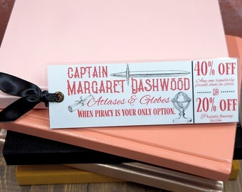 Captain Margaret Dashwood bookmark, Jane Austen, Sense and Sensibility inspired bookmark, cute bookmark, funny bookmark, classic literature