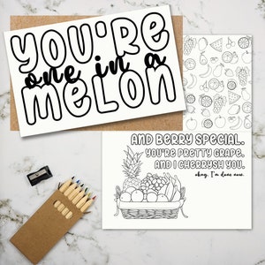 Vous êtes un dans une carte de coloriage Melon, carte pour ami, carte juste parce que, carte pour conjoint, carte pour partenaire