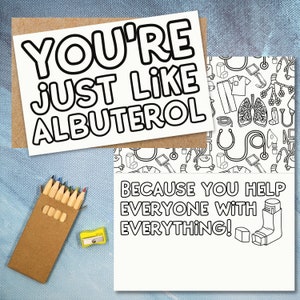 Tarjeta de terapeuta respiratorio, tarjeta para colorear para adultos, regalo para amigo, página para colorear, página para colorear resp, tarjeta para amante de los gatos, tamaño de tarjeta A9