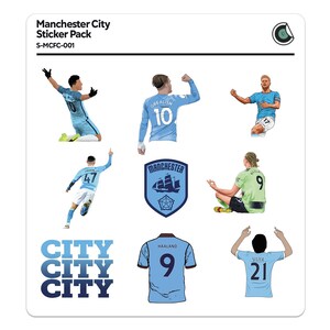 Pacote de adesivos do Manchester City, 9 pacotes de adesivos da cidade, adesivos de futebol, adesivos de futebol, adesivos mcfc, adesivos esportivos