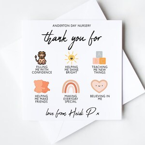 de remerciements | carte de voeux personnalisable de remerciements | Carte maternelle et enseignant