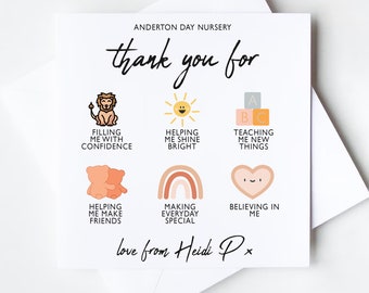 Thank You Card | Customisable Thank you Greetings Card | Nursery & teachers card