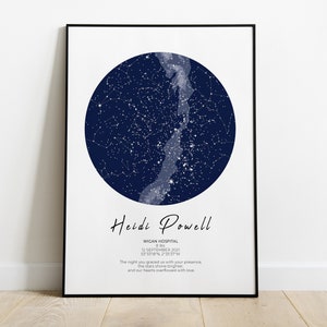 10 % de réduction sur l'impression personnalisée de la carte des étoiles | Naissance | Cadeau de naissance personnalisé | Nouveau cadeau de bébé