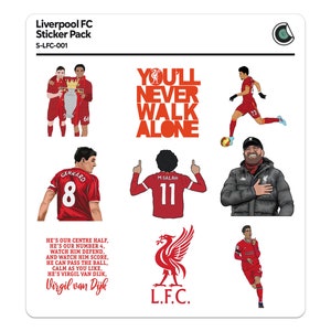 25% SALE Red 2020 Fussball Sticker Pack, du wirst niemals alleine spazieren gehen, Fussball Aufkleber, Salah, Diaz, Klopp, Firmino