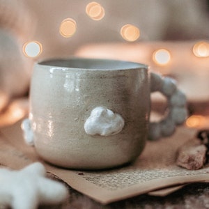 Handmade ceramic mug decorated with cloud image 5