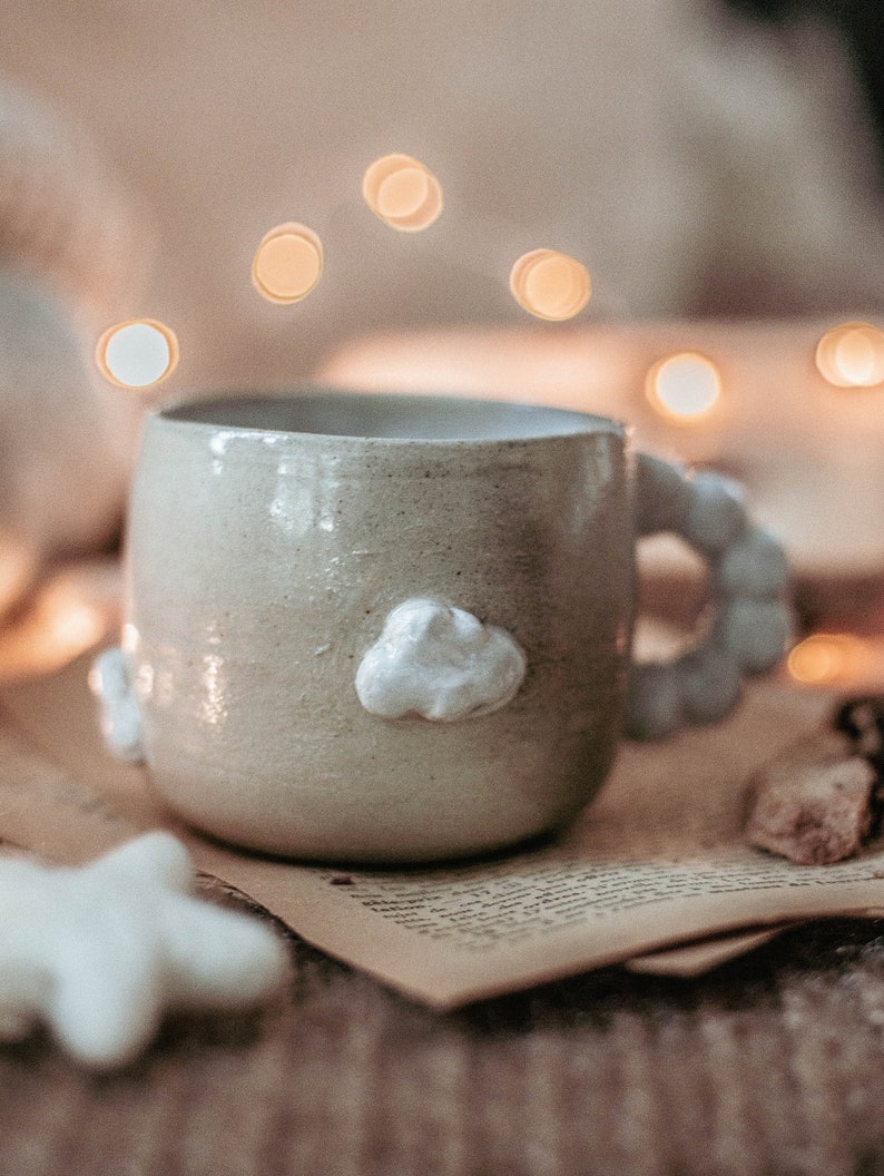 Handmade ceramic mug decorated with cloud image 5