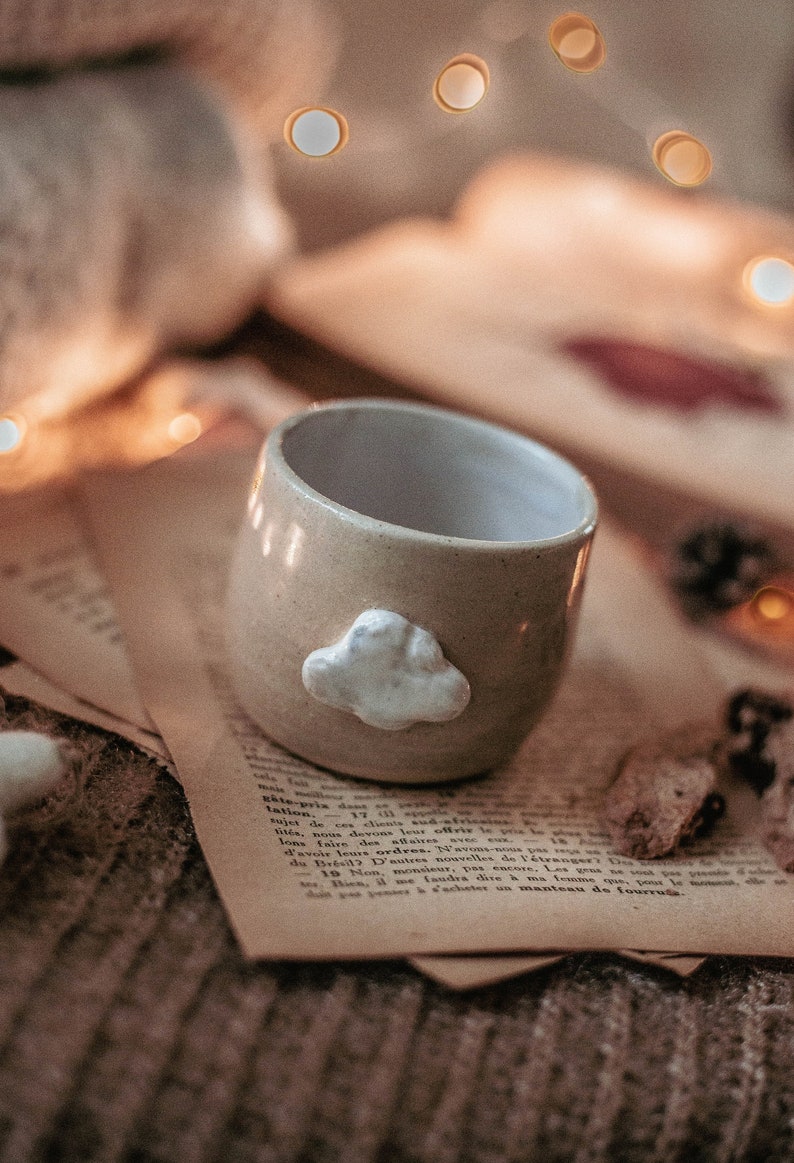 Handmade ceramic mug decorated with cloud image 3