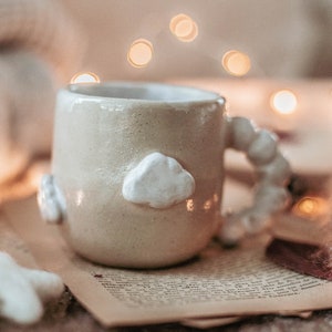 Handmade ceramic mug decorated with cloud image 7