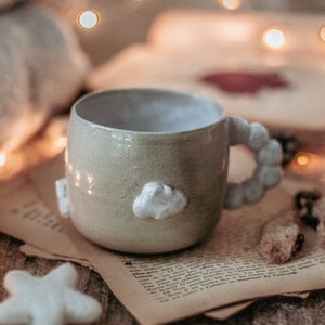 Handmade ceramic mug decorated with cloud image 6