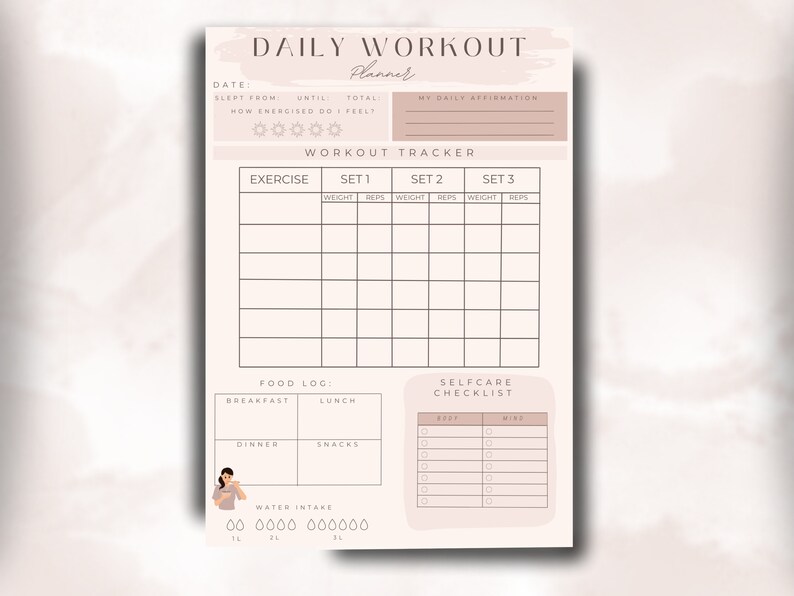 Daily Workout Tracker Printable Weight Loss Tracker Workout Planner ...