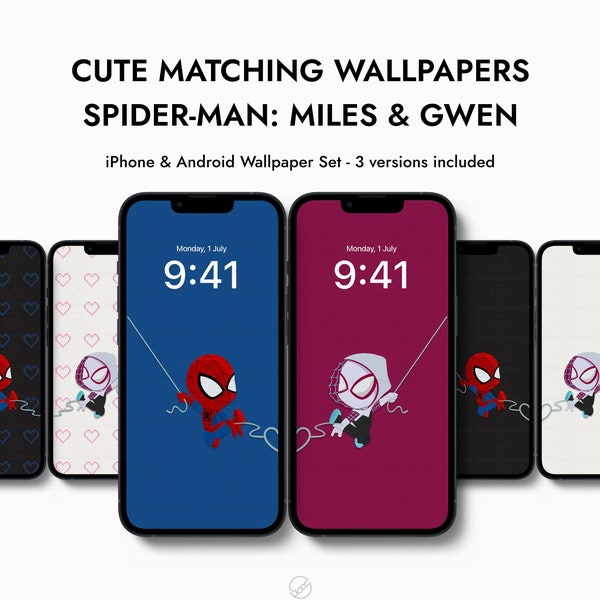 Spiderman Couple Matching Phone Wallpaper | Miles Gwen | iPhone & Android Phone Lockscreen | Cute phone Wallpaper | Couples lock screen