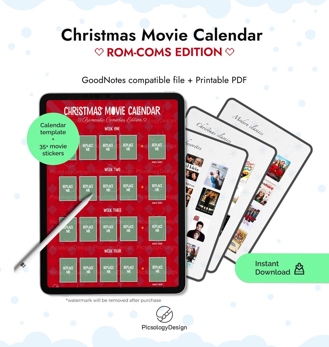 Christmas Movies Calendar Planner Christmas Etsy
