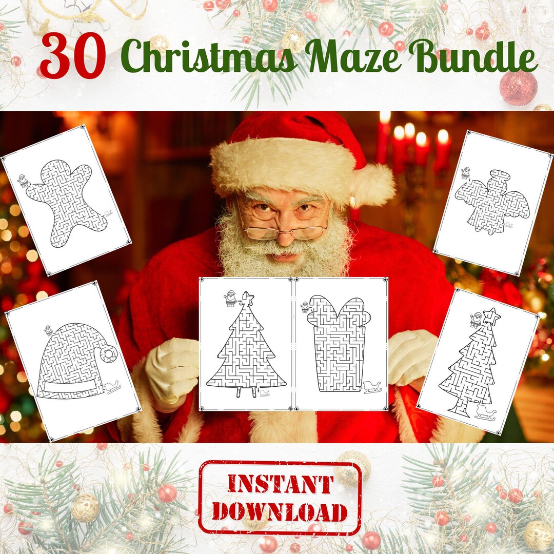 Christmas Maze Game Printable Christmas Game Bundle Christmas Party ...
