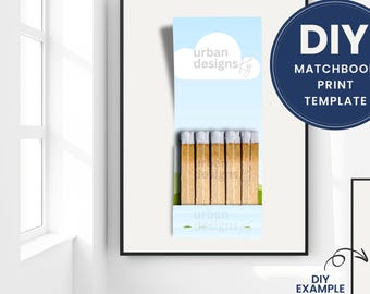 Matchbook Canva Template, DIY Matchbook Blank Template, Matchbox Digital Download, Custom Matchbook poster, printable Matchbox, Canva Frames