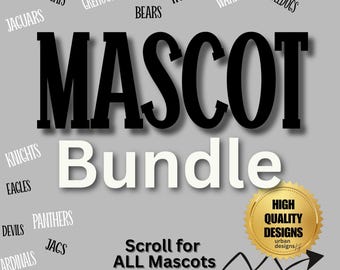 Mascot Bundle PNG Digital Designs, Retro Mascot Bundle, School Bundle, School Mascot Bundle, Preppy School, preppy Mascot, Tall Handwritten