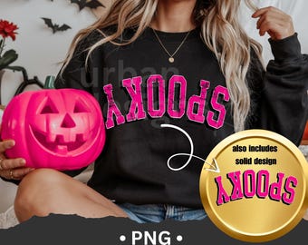 Upside Down Spooky Halloween PNG Bundle Cute Spooky Halloween PNG, Preppy Pink Halloween, Pink spooky season, vintage Halloween