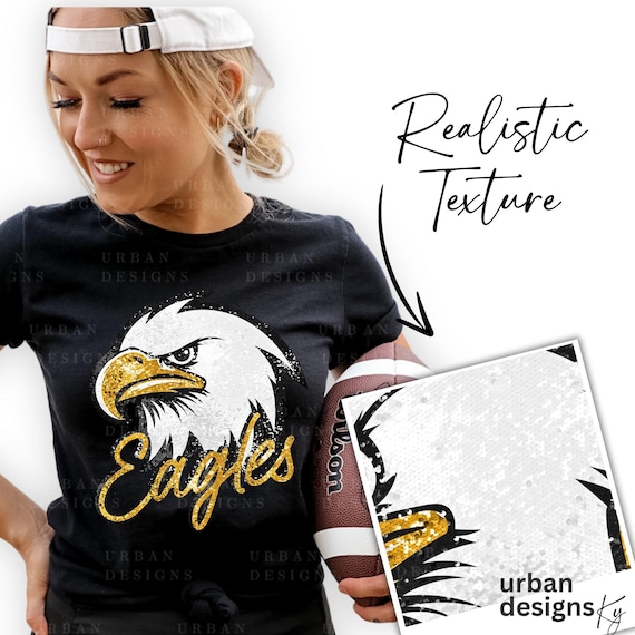 Faux Sequins Eagles PNG High Resolution Realistic Texture Sequins, trendy preppy eagles png design, DTF design faux glitter sequins eagle