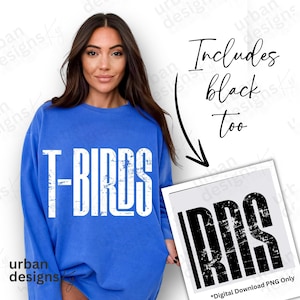 TBirds Thunderbirds Vintage Retro PNG Distressed Trendy DTF digital high resolution vintage Thunderbirds Mascot png digital design T Birds
