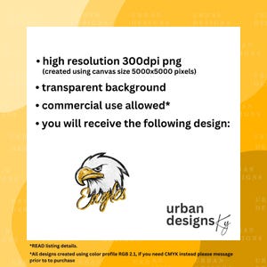 May include: A digital illustration of a golden eagle with the word "Eagles" written below it. The image has a transparent background and is available for commercial use.