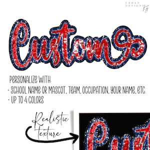 Lentejuelas personalizadas Textura realista Lentejuelas falsas PNG Escrito a mano, Mascota, Escuela, Diseño digital Sublimación, DTF, Equipo deportivo, Brillantina falsa