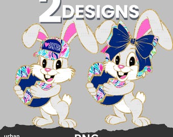 Brushstroke bunny easter png bundle, bunny coquette bow glitter png, preppy bunny, easter png, retro easter png, preppy easter png