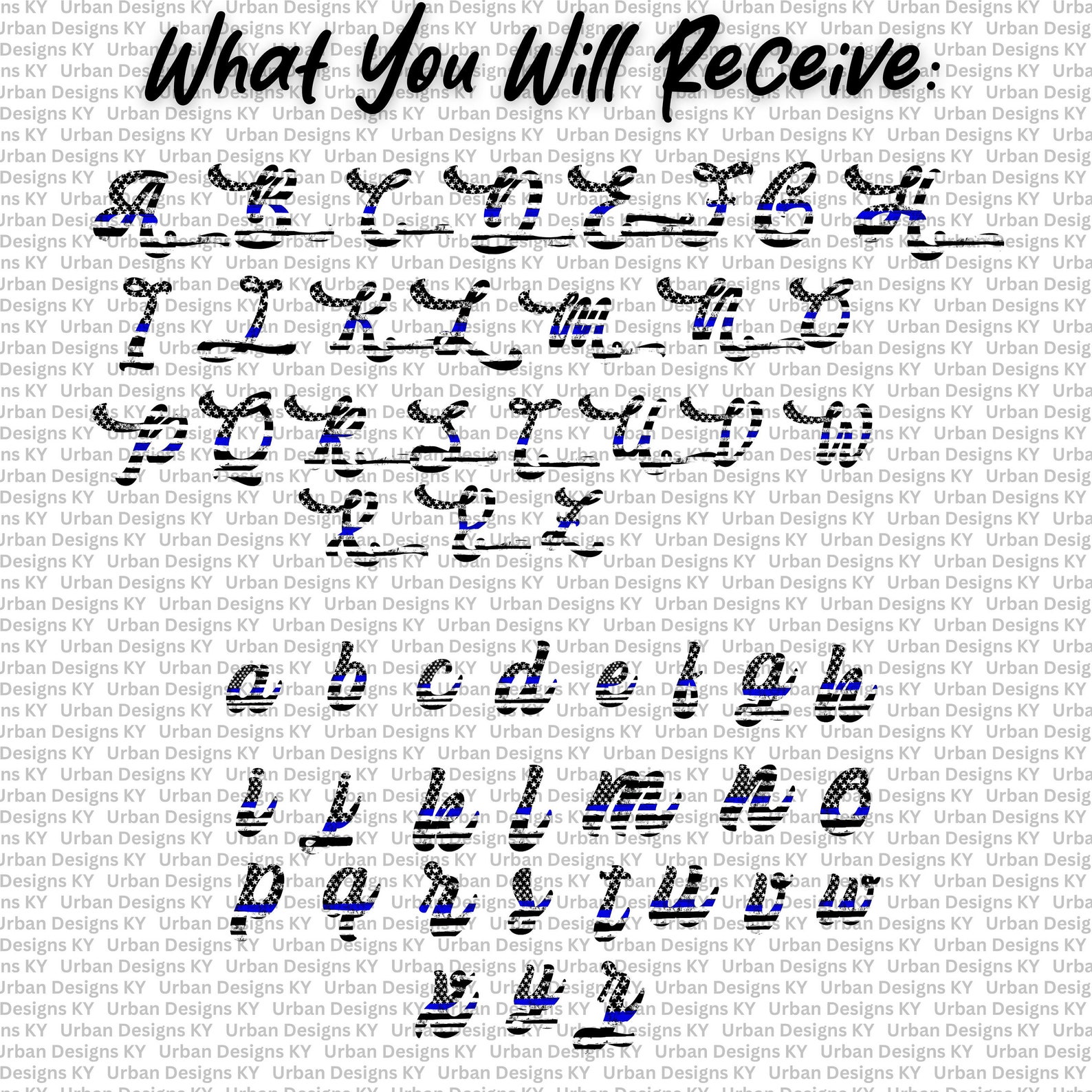 Police Letter Pattern Alphabet Set Police Thin Blue Line Flag Letters PNG Alpha Bundle USA ...