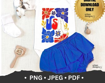 Boho Floral USA 4th of July Memorial Day Trendy America PNG USA sublimation png America patriotic png July 4th Usa faux gold glitter flowers