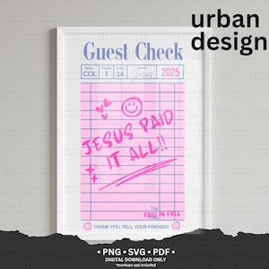 Jesus Paid It All Png, Christian Shirt Design Png, Sublimation Worship, DTF Christian Png SVG, Guest Check Design SVG, Christian Easter