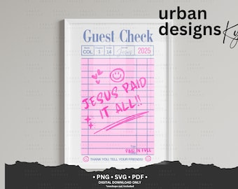 Jesus Paid It All Png, Christian Shirt Design Png, Sublimation Worship, DTF Christian Png SVG, Guest Check Design SVG, Christian Easter