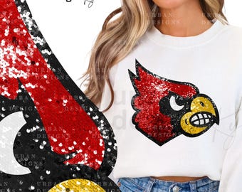 Cardinal Faux Glitter Sequins, Faux Glitter Sequins Cardinal High Resolution PNG, Basketball Cardinal mom diy shirt